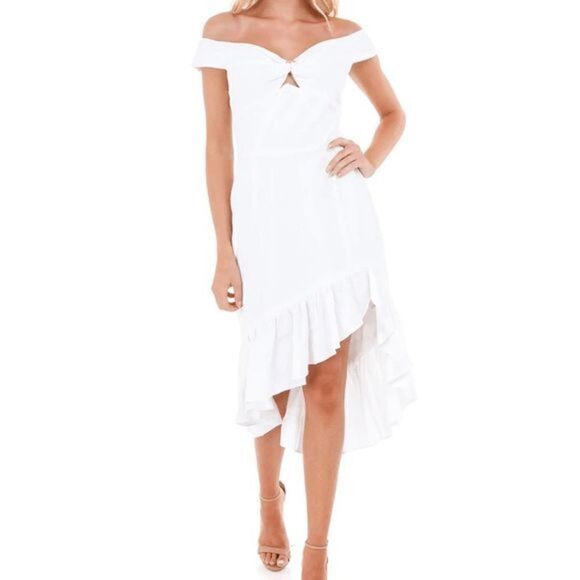 WAYF Genoa Off-The-Shoulder White Mini Dress - Size M - Picture 1 of 12